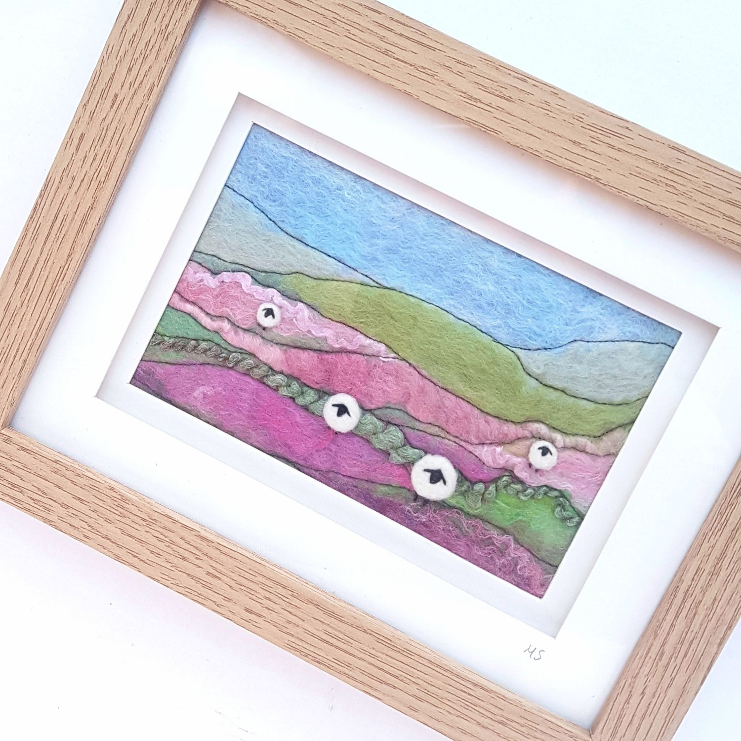 Felted wool sheep picture