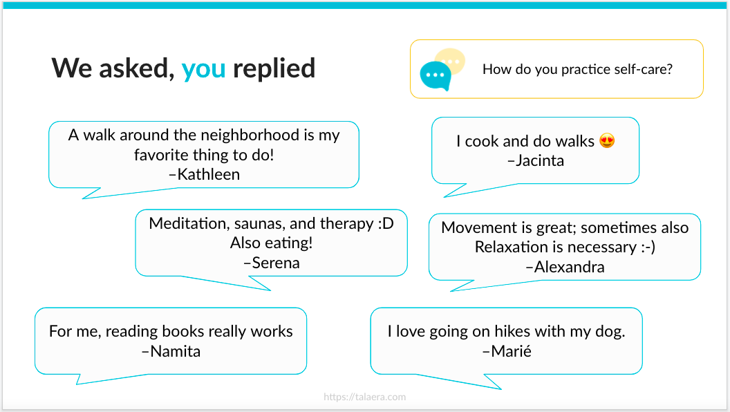 Self care attendee responses