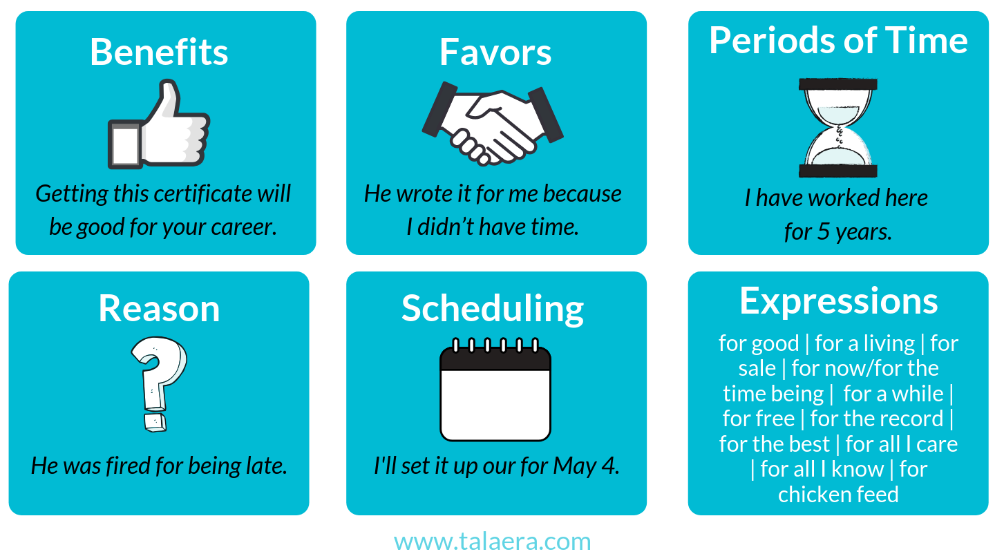When to use the preposition FOR - Talaera tips