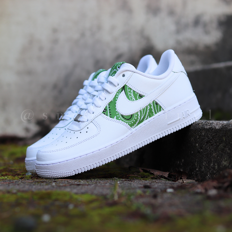 Thumbnail: Nike Air Force 1 Low Green Apple Bandana Custom NWT