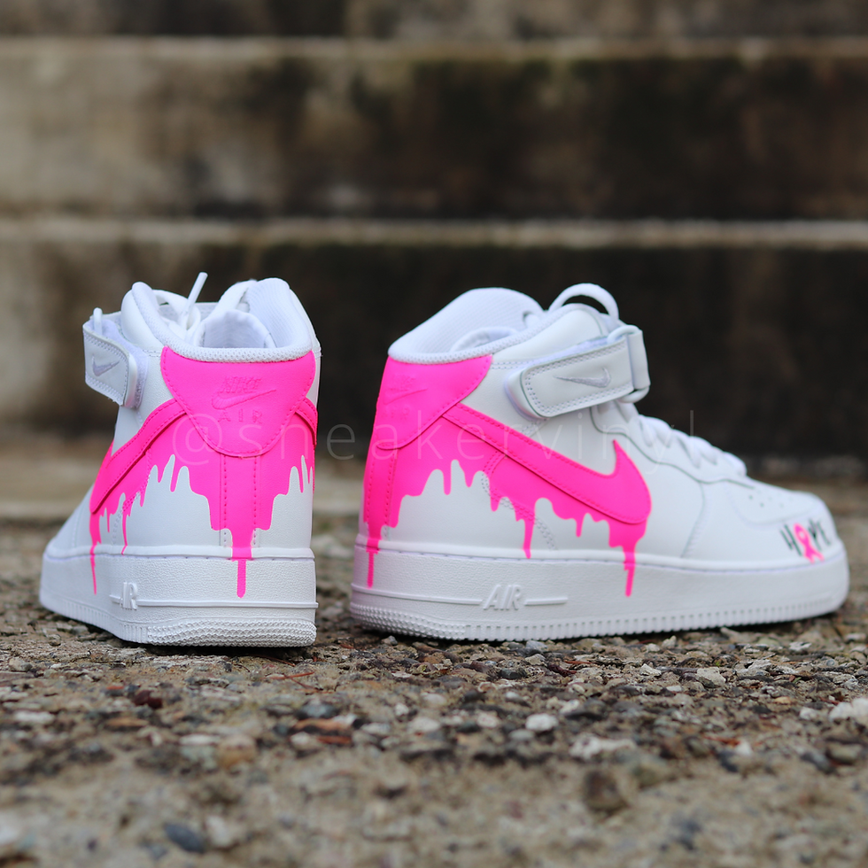 Thumbnail: Nike Air Force 1 Mid HOPE Breast Cancer Awareness Paint Drip Customs