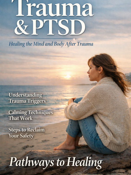 Woman sitting near ocean reflecting, representing trauma recovery