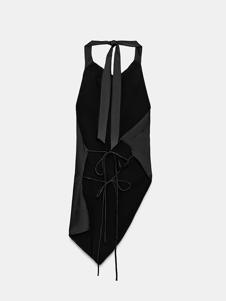 Thumbnail: ASYMMETRIC SATIN HALTER TOP