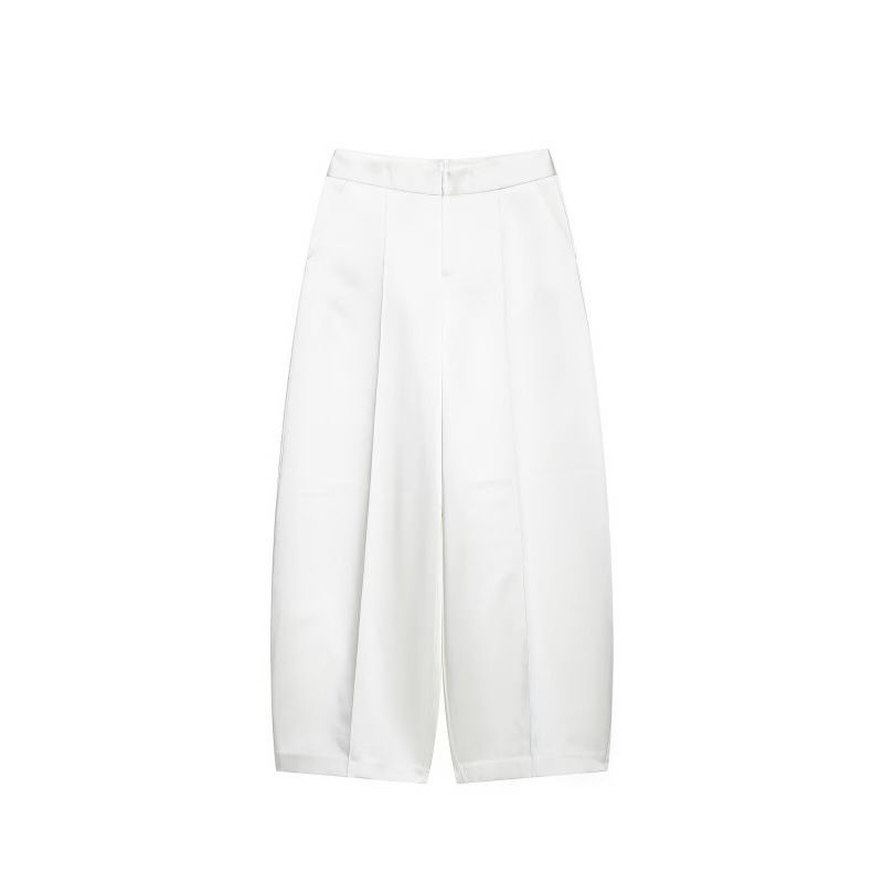 Thumbnail: SATIN BACKLESS BLAZER AND WIDE-LEG TROUSERS SET