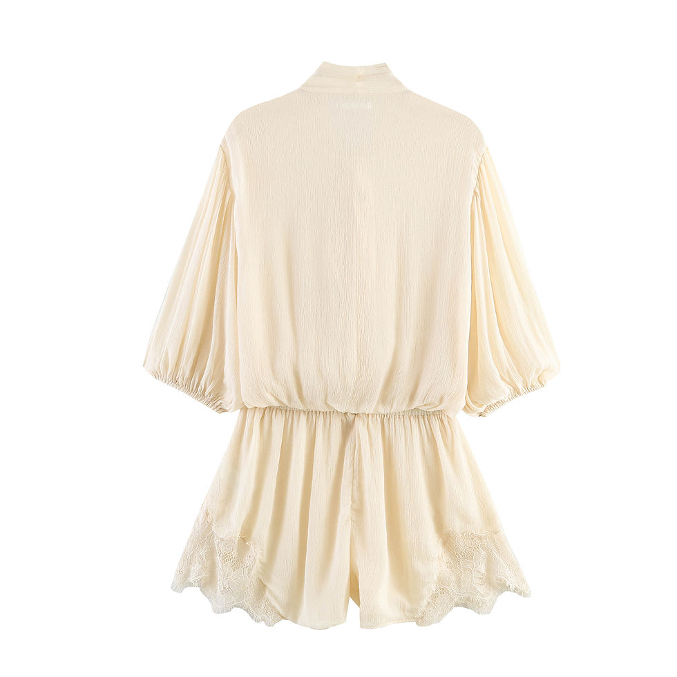 Thumbnail: LACE-TRIM PLAYSUIT WITH BOW NECK