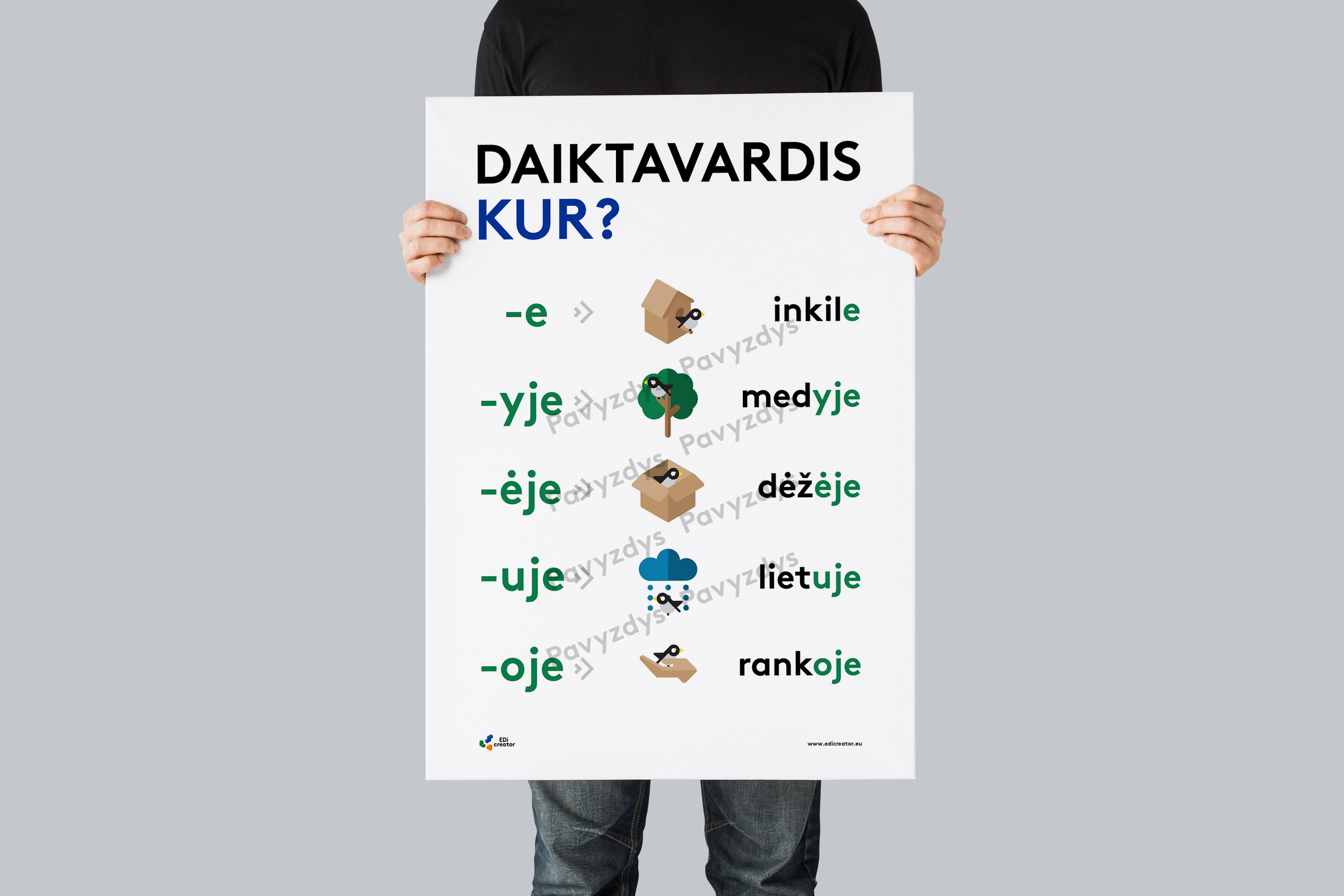 Daiktavardis KUR? |  Plakatas A1