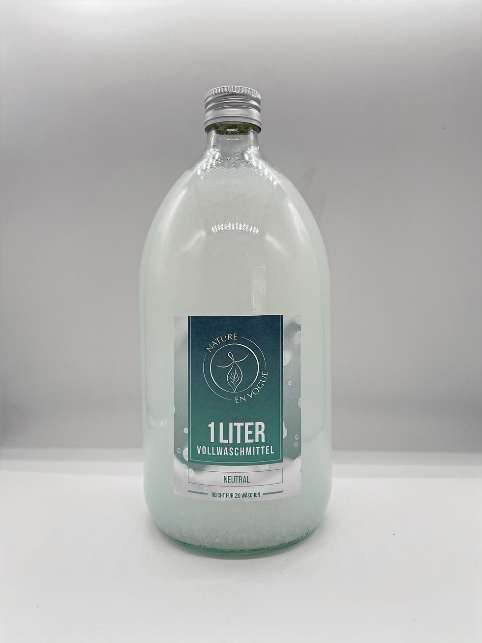 Miniaturbild: Vollwaschmittel, 1 Liter in einer Glasflasche