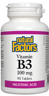 Natural Factors Vitamin B3 Nicotinic Acid 100 mg (90 Tablets)