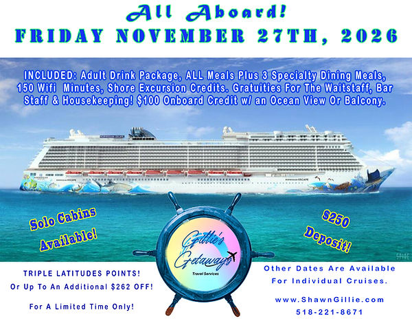 Book a cruise with Shawn Gillie Travel www.shawngillie.com