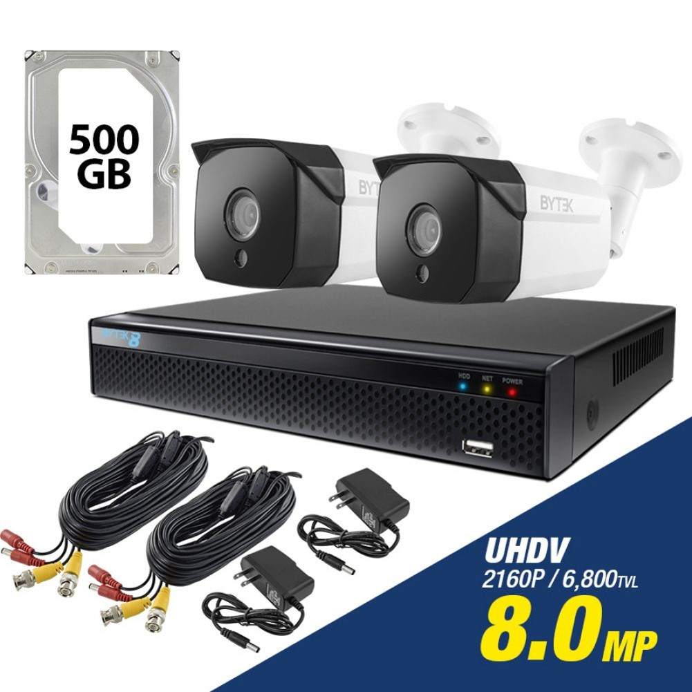 Kit de 2 camaras de 8.0mp UHDV 2160p + disco duro 500GB