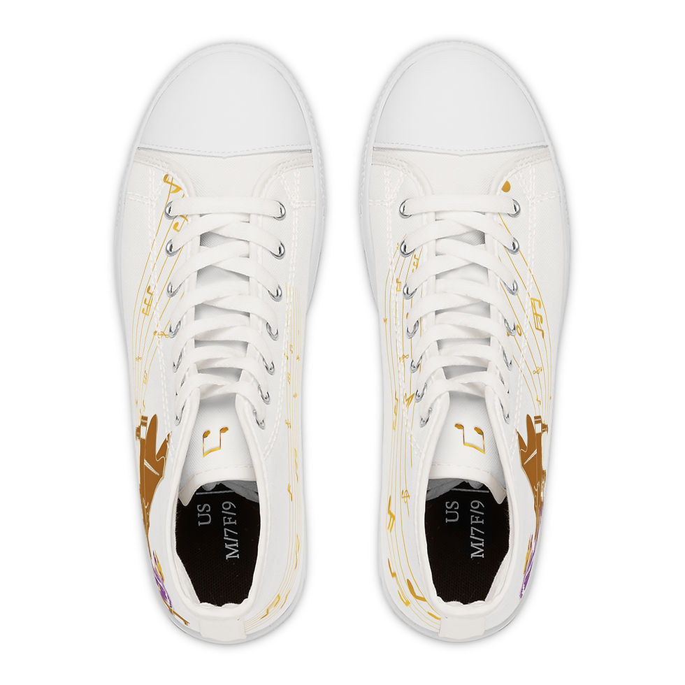 Thumbnail: Tribute to the RocketMan Golden Music Notes Women's Waterproof High Top Sneakers