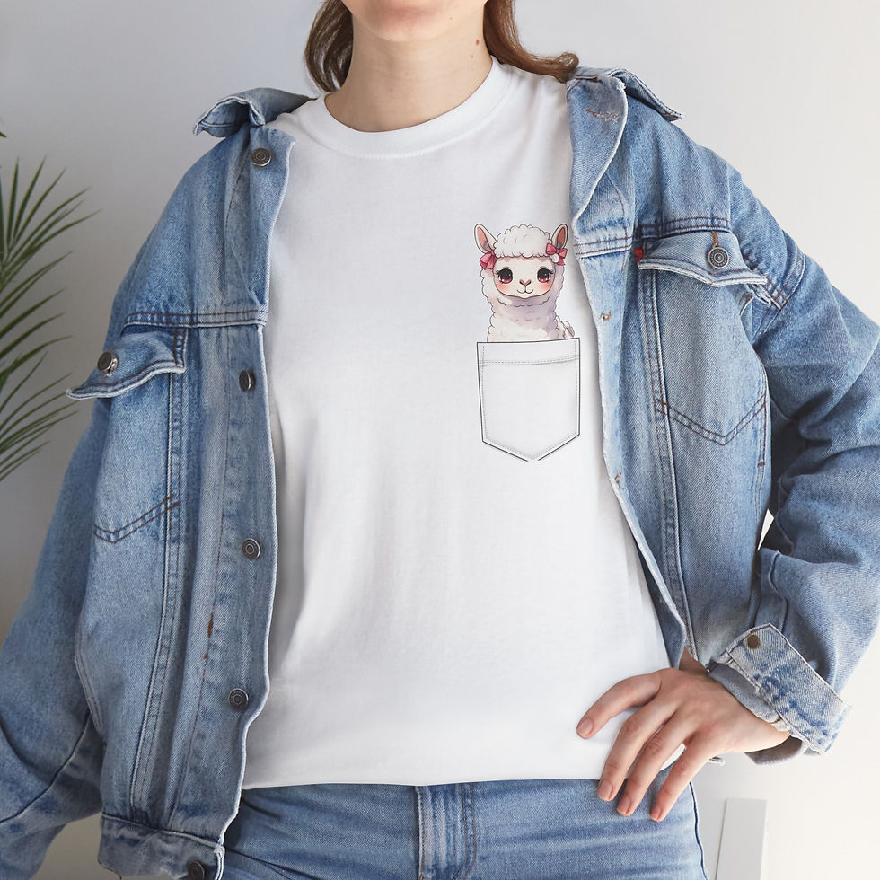 Thumbnail: Cute Llama Super Comfy One of a Kind Pocket Tee