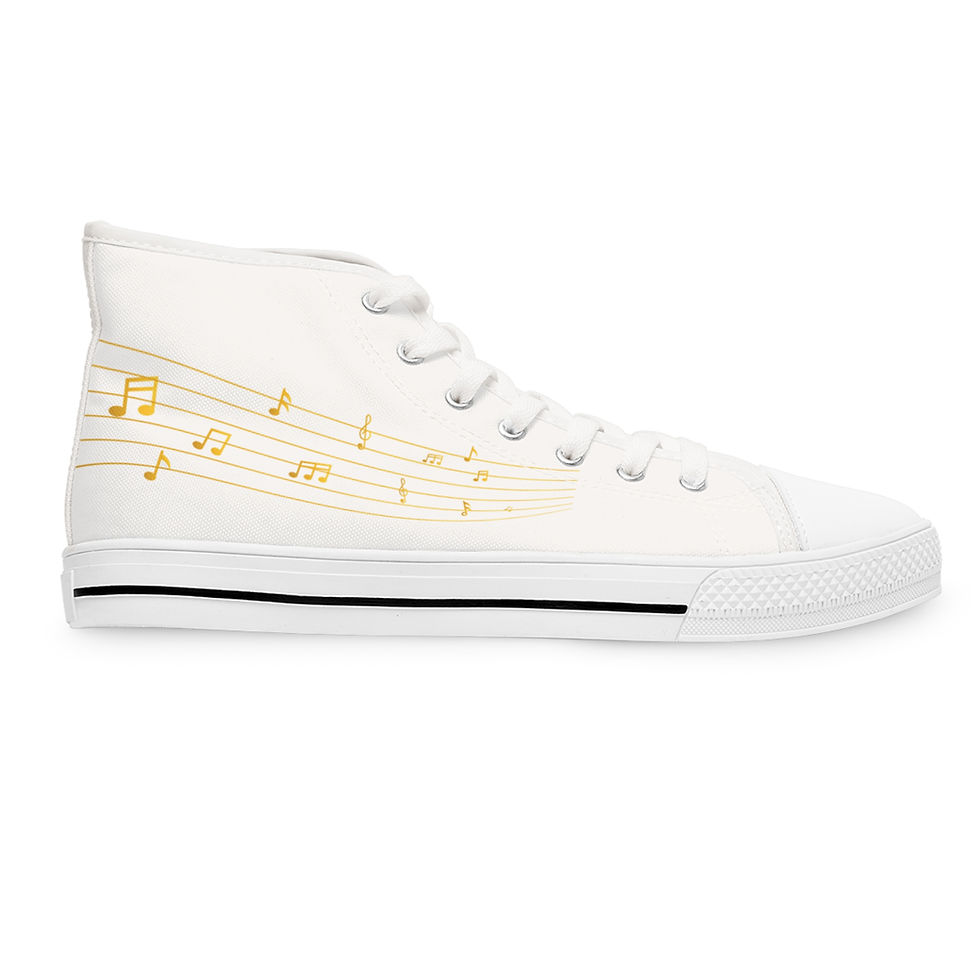 Thumbnail: Tribute to the RocketMan Golden Music Notes Women's Waterproof High Top Sneakers