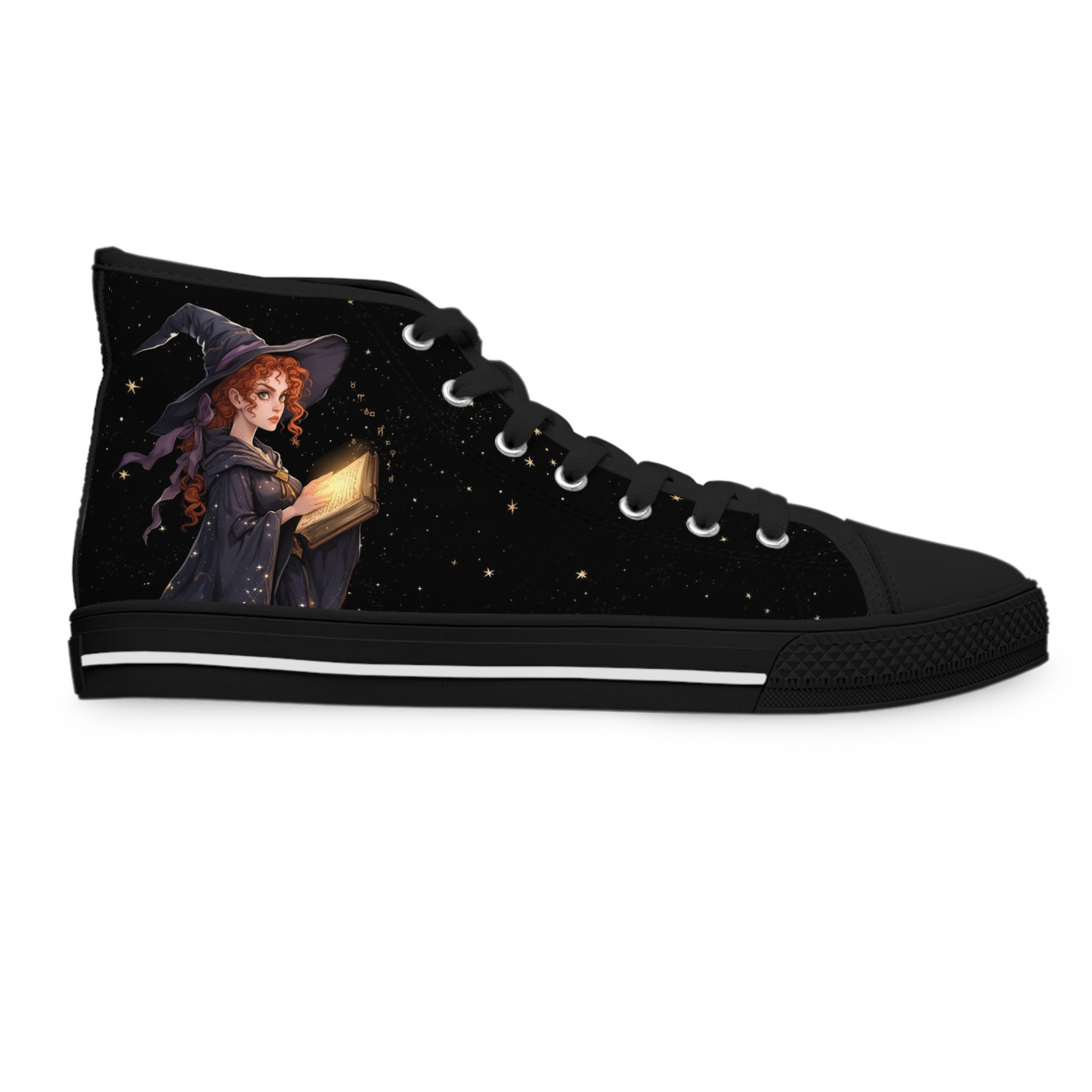 Celestial Golden Witch Magical Waterproof Women's High Top Sneakers