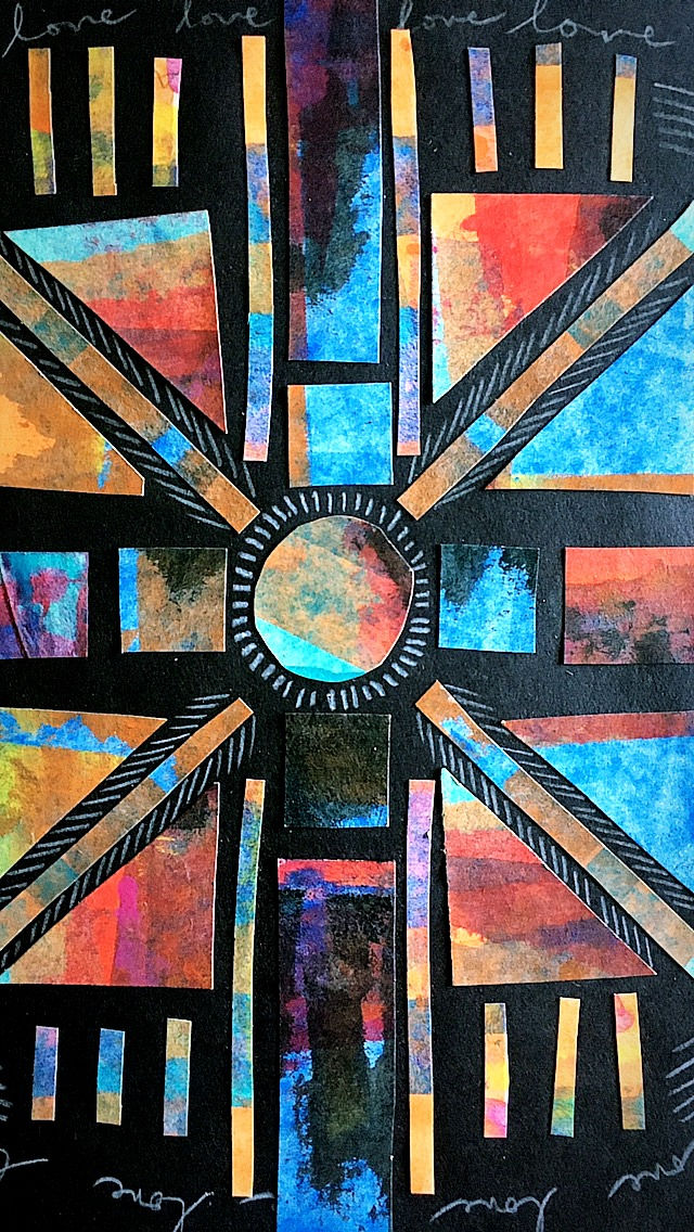 Paint Scraped Technique Symmetry Collage