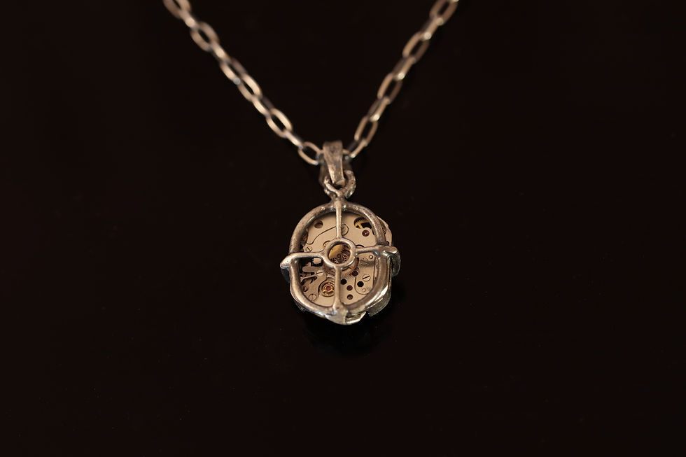 Thumbnail: Steampunk Gear Pendant - Oxidized 925 sterling silver Basket for Watch Movement
