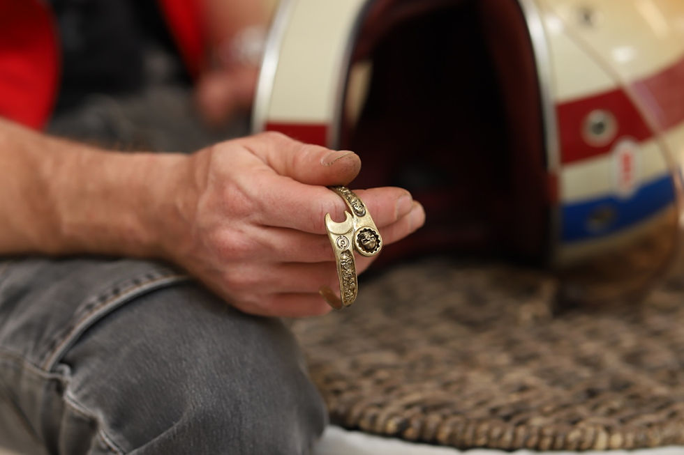 Thumbnail: Skulls Wrench Bracelet - Handmade Brass spanner