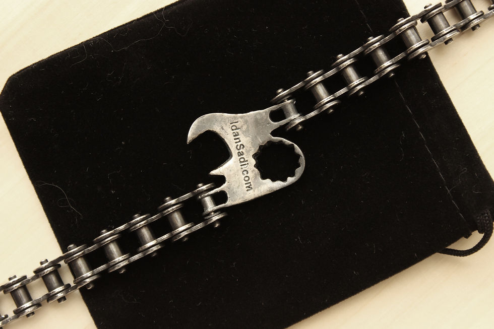 Thumbnail: Wrench spanner bracelet, Oxidized silver bracelet