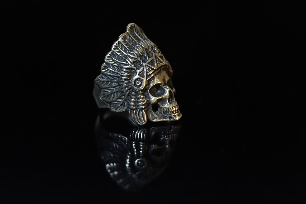 Thumbnail: Indian Skull Ring - gift for rider's - 925 sterling Silver ring - Biker jewelry
