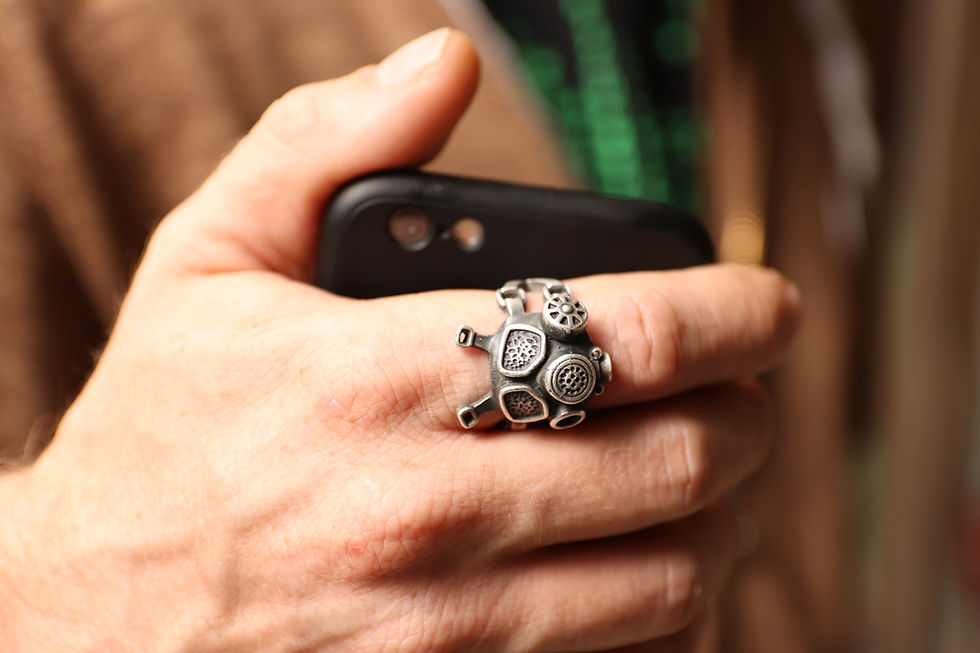 Thumbnail: U.S Armed Forces M40 Gas Mask Ring, 925 sterling siver ring