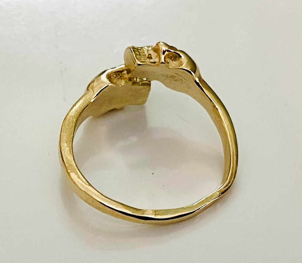 Thumbnail: 14k gold skulls ring - 4 black diamonds eyes strokes - handmade Gold jewelry
