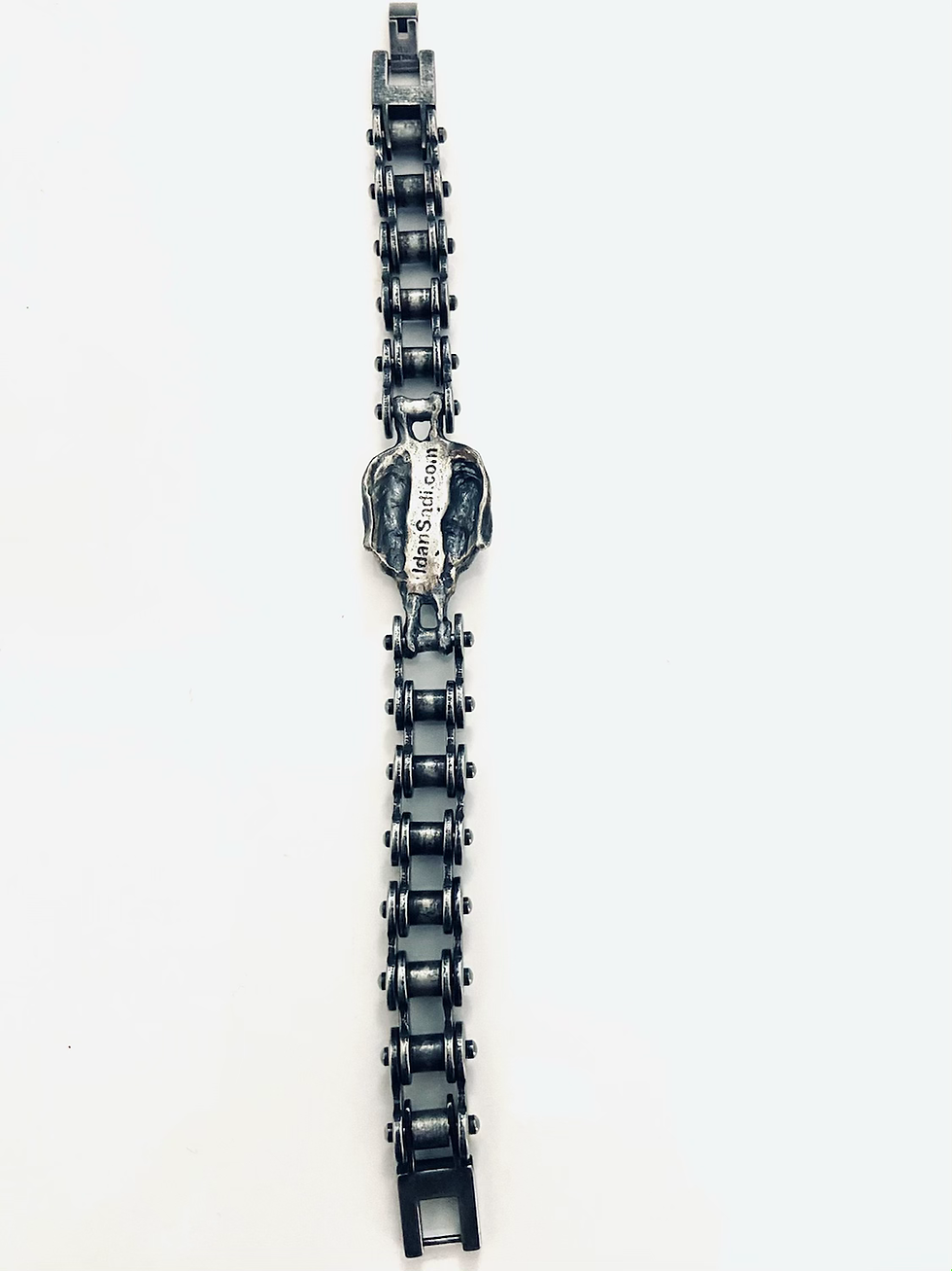 Thumbnail: V2 engine bracelet - Oxidized silver bracelet - Bike link chain