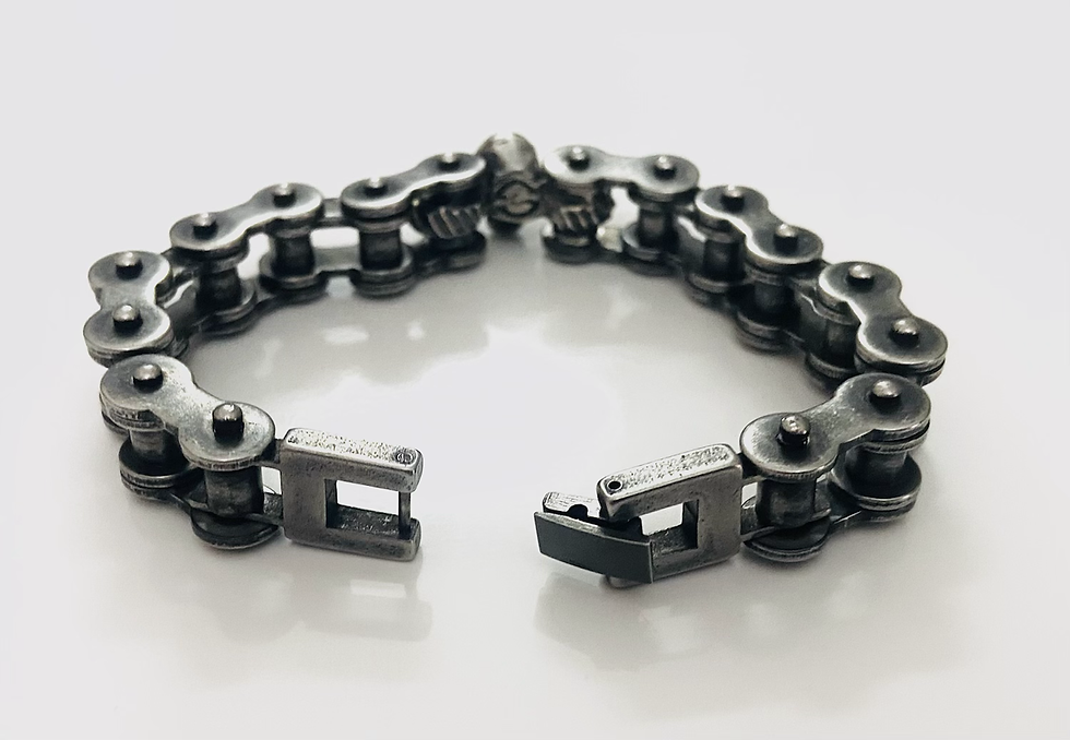Thumbnail: Evil demon bracelet - Oxidized silver bracelet - Bike link chain