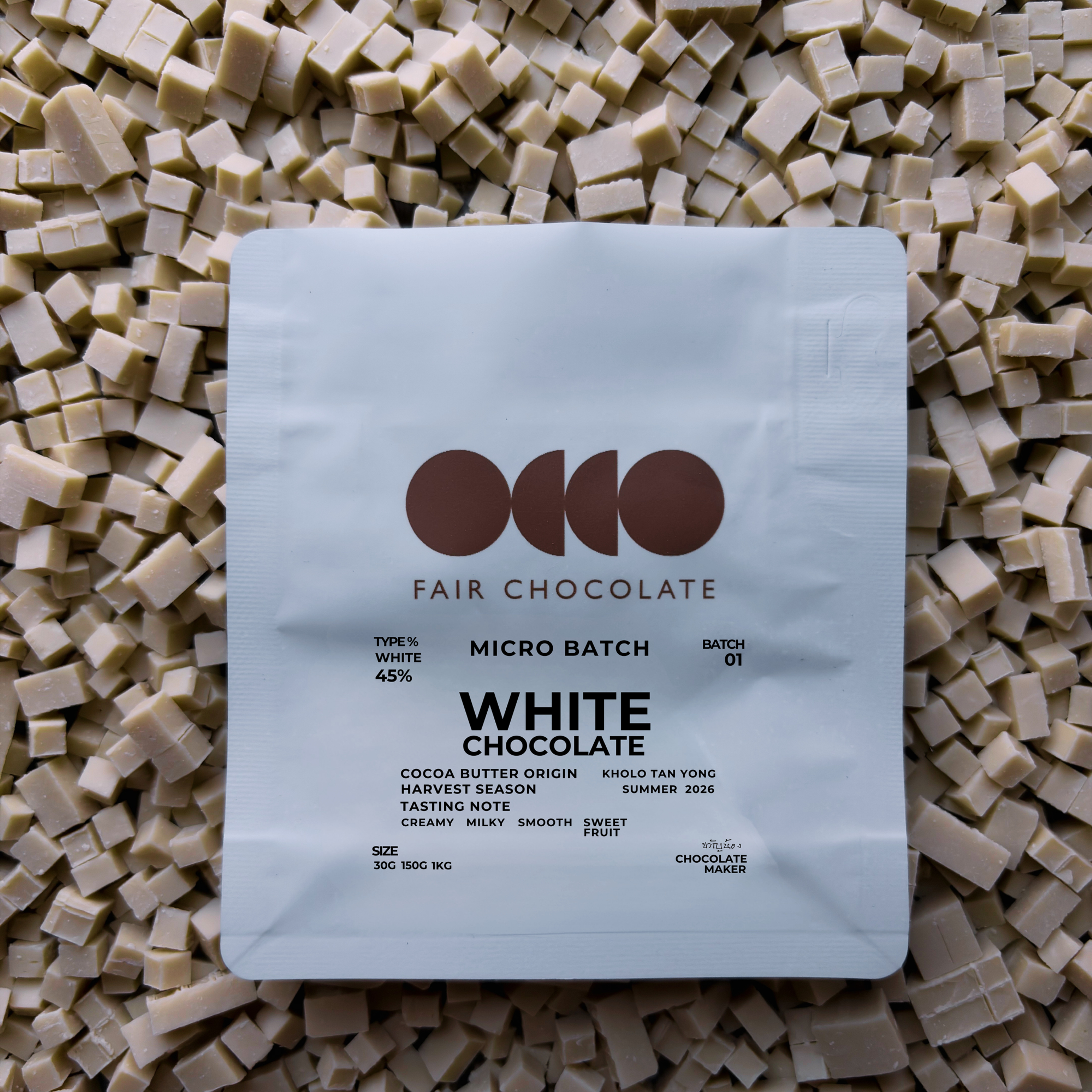 White Chocolate / Batch 01 / White 45% / Cocoa butter from kholo tan yong