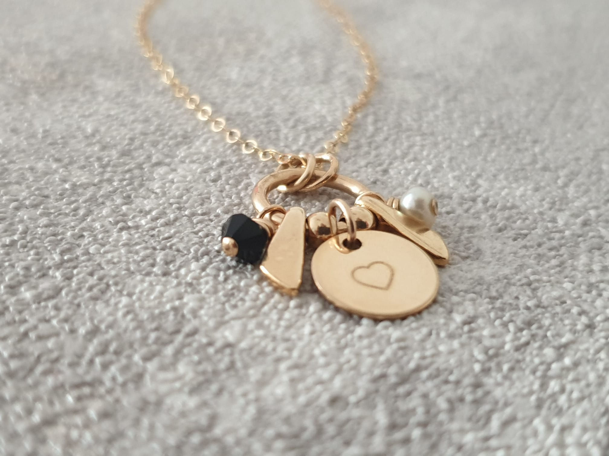 Gold and Black Letter Necklace