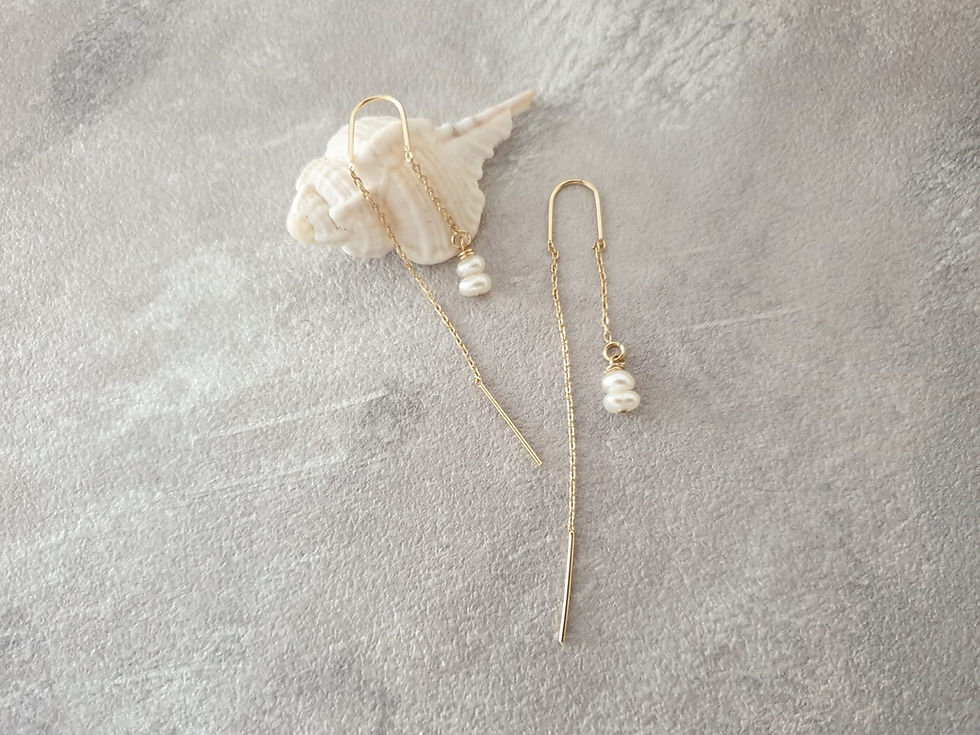 Thumbnail: Double Pearls and Gold Earring