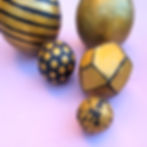 Thumbnail: set of five dark gray and gold paper mache nesting balls