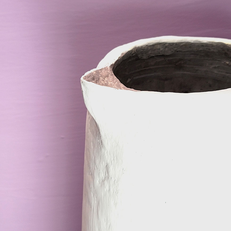 Thumbnail: large white and gray paper mache pitcher vase