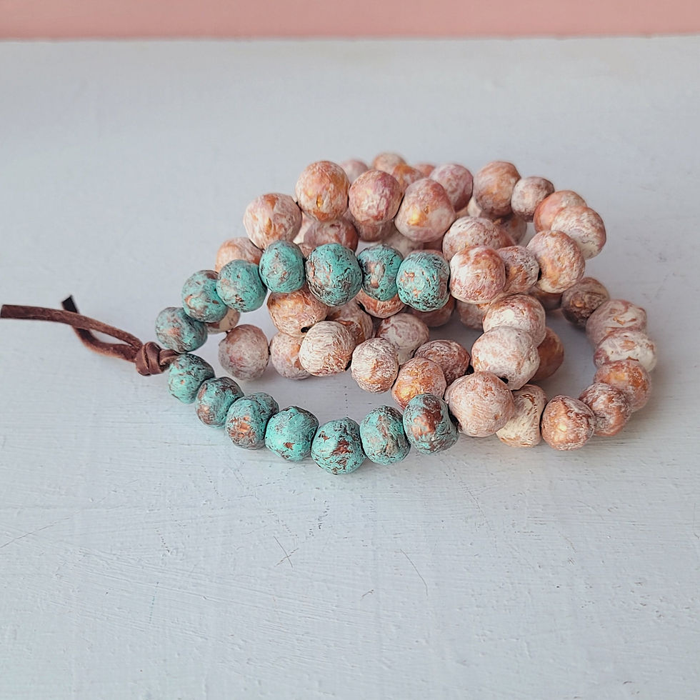 Thumbnail: a string of rustic paper mache beads