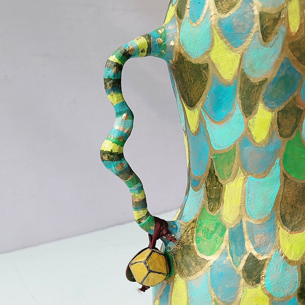 Thumbnail: assorted green wavy pitcher vase with crystal drops accent