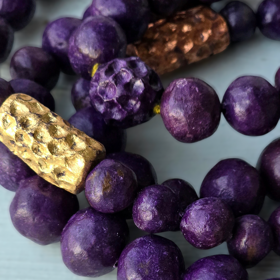 Thumbnail: Tayo purple paper mache bead and tassel