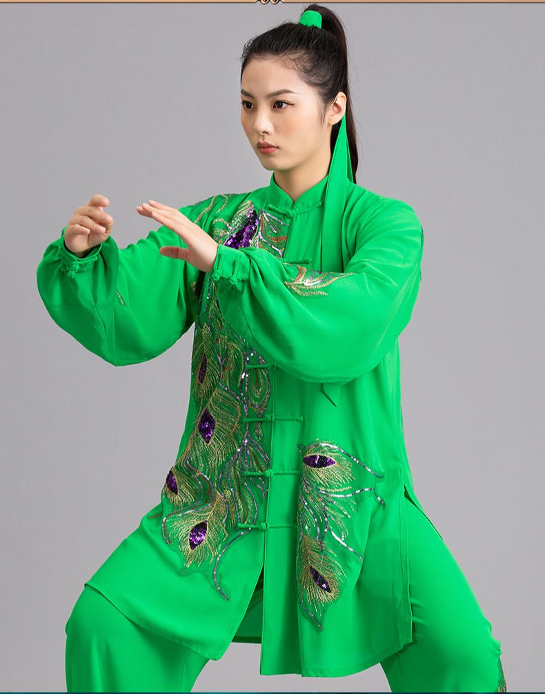縮圖：UT006 Tai Chi Uniform - Green with phoenix feather