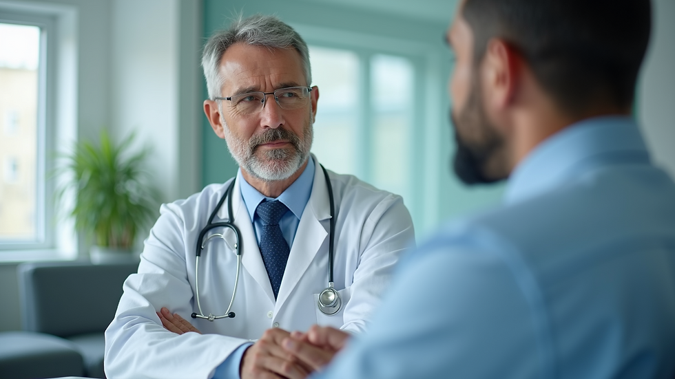 Close-up view of a doctor consulting with a patient in a modern clinic