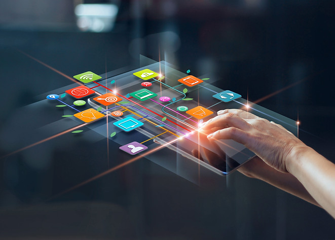 Hands using mobile payments, Digital mar