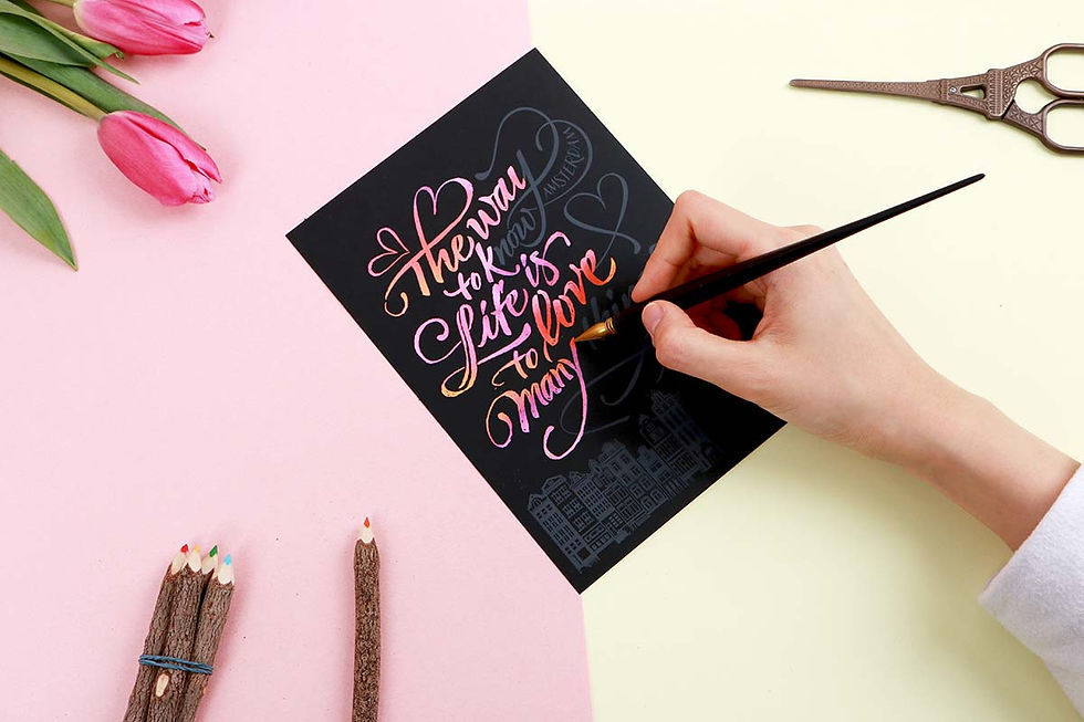 Thumbnail: Scratch Calligraphy Art Postcard 1 Pc