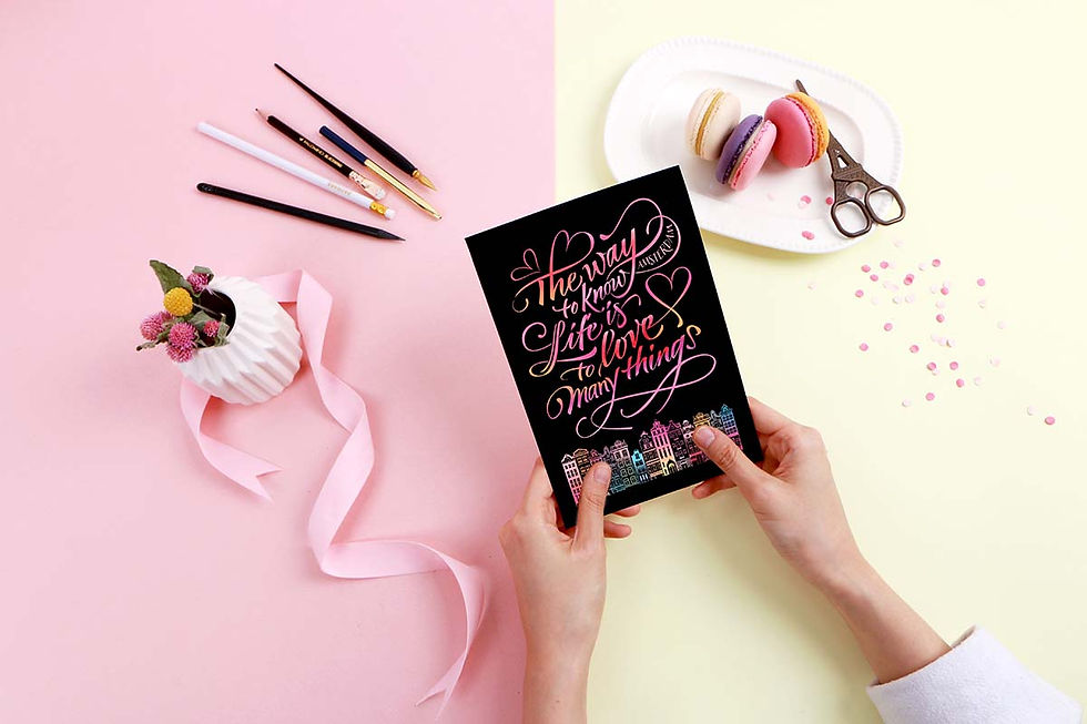 Thumbnail: Scratch Calligraphy Art Postcard 1 Pc