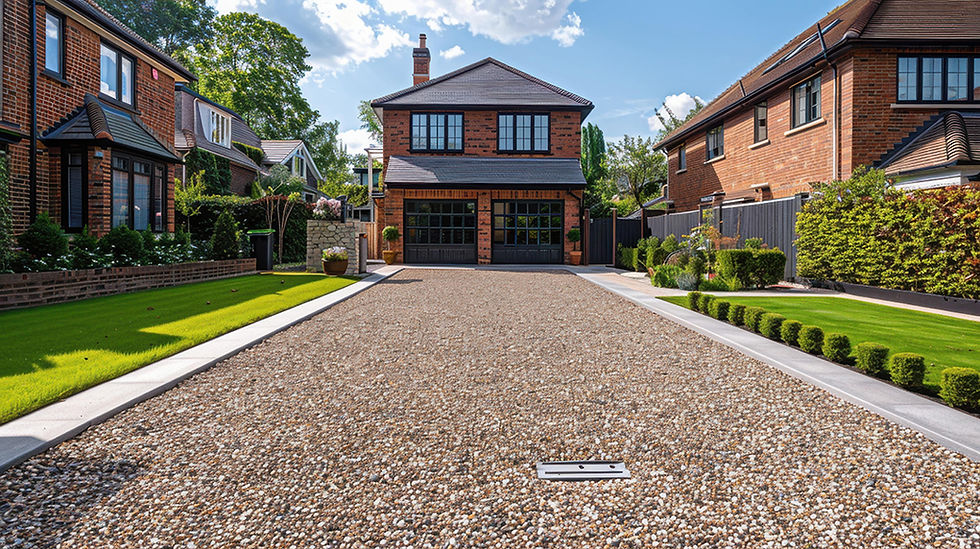 Gravel shingle driveway with edging in Bedfordshire, eco-friendly and permeable for better drainage