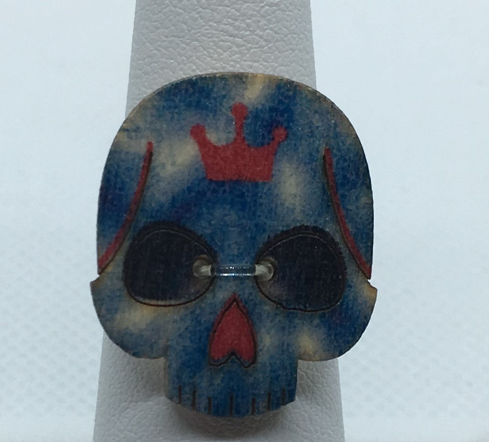 Blue Flame Skull Stretch Toe Ring