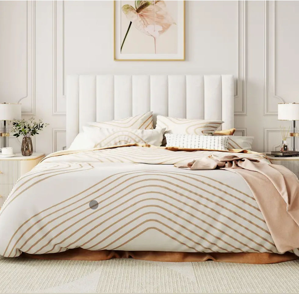 Vertical Channelled Velvet Upholstered Bed