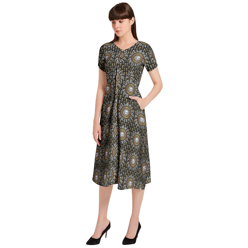 Thumbnail: Puff Sleeve Button Through Dress