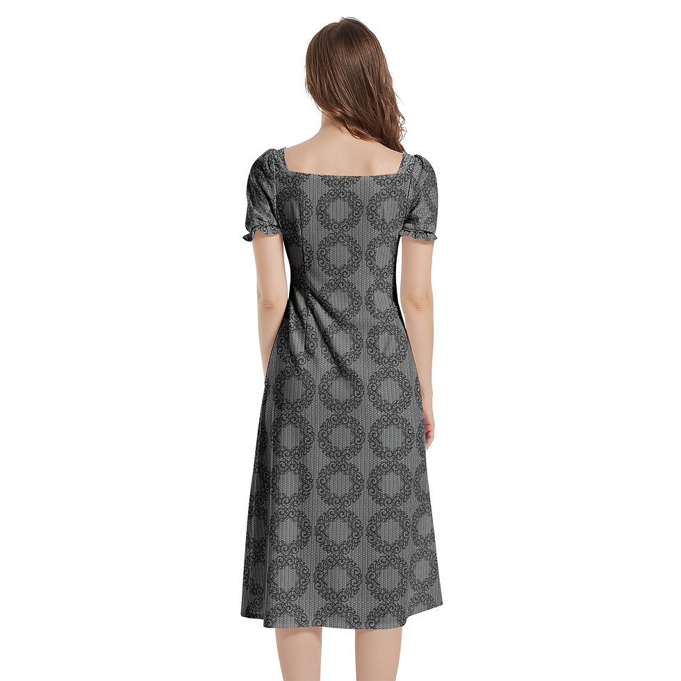 Thumbnail: Puff Sleeve Split Thigh Midi Dress