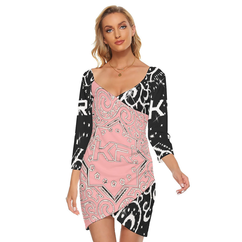 Thumbnail: All-Over Print Women's Off-shoulder Long Sleeve Dress