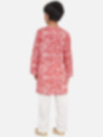 Thumbnail: Boys Red Marble Print Kurta with Pants