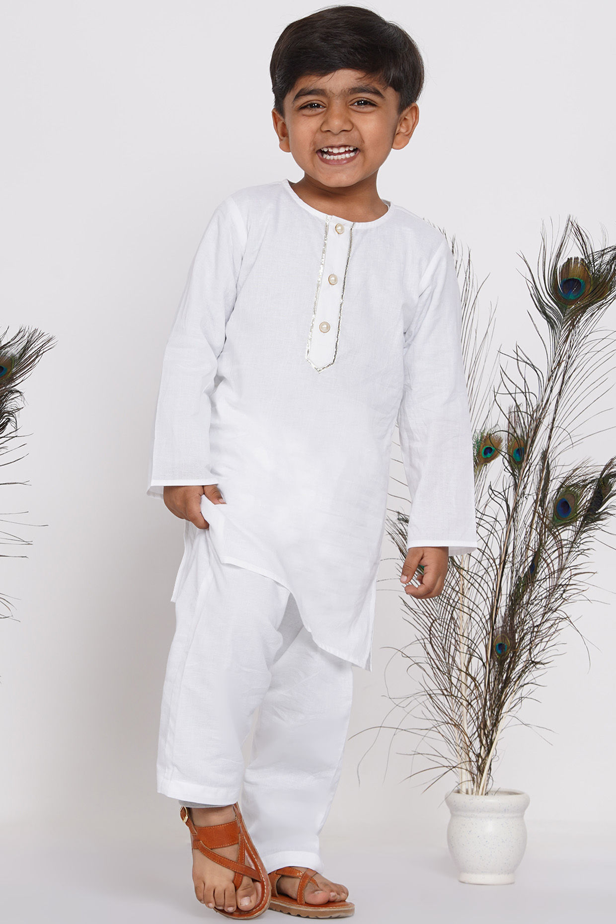 Boys Classic White Kurta Pyjama