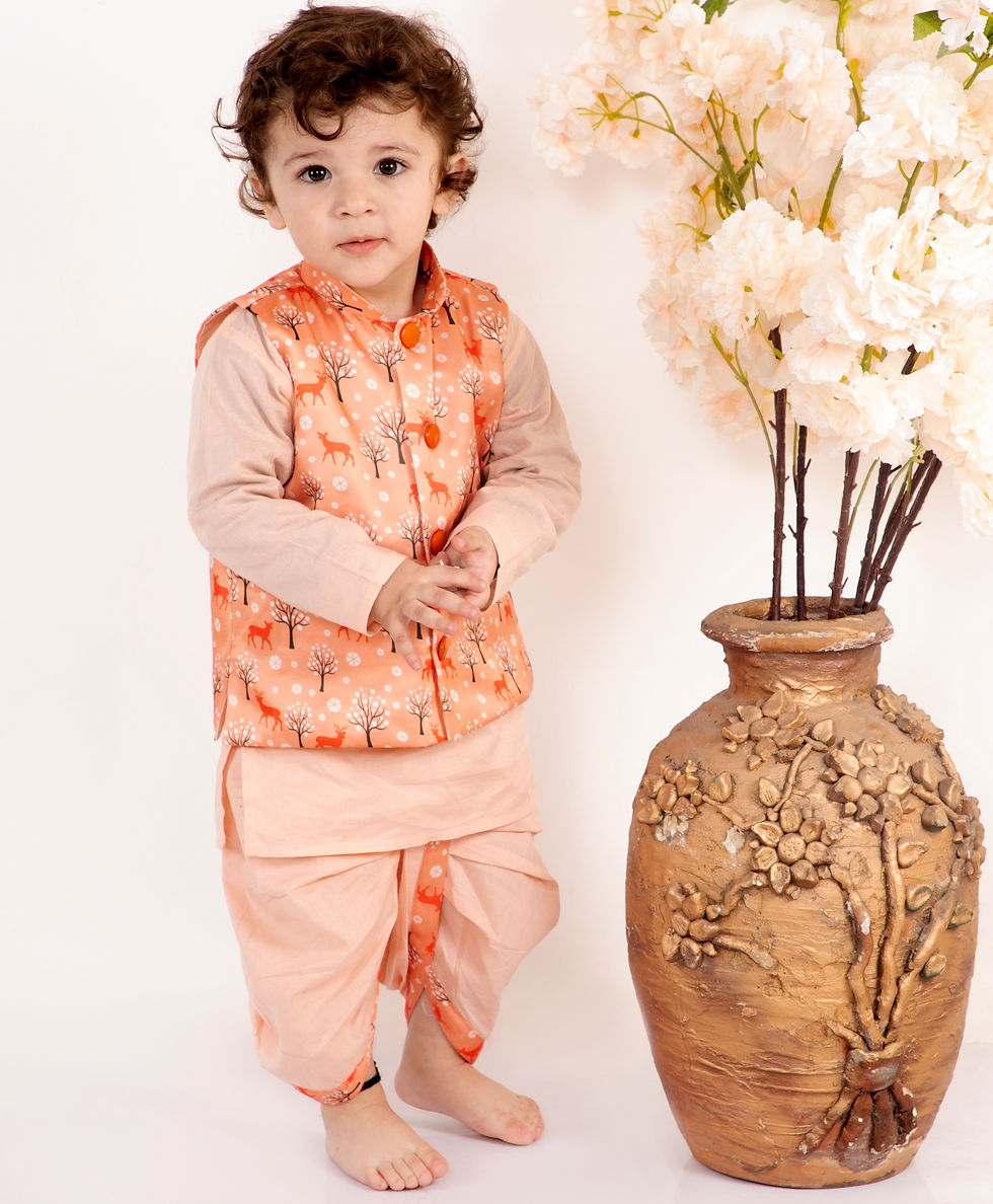 Boys Deer print Peach Jacket Set