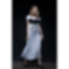 Long White Dress with Handwoven Black Jewel Detail